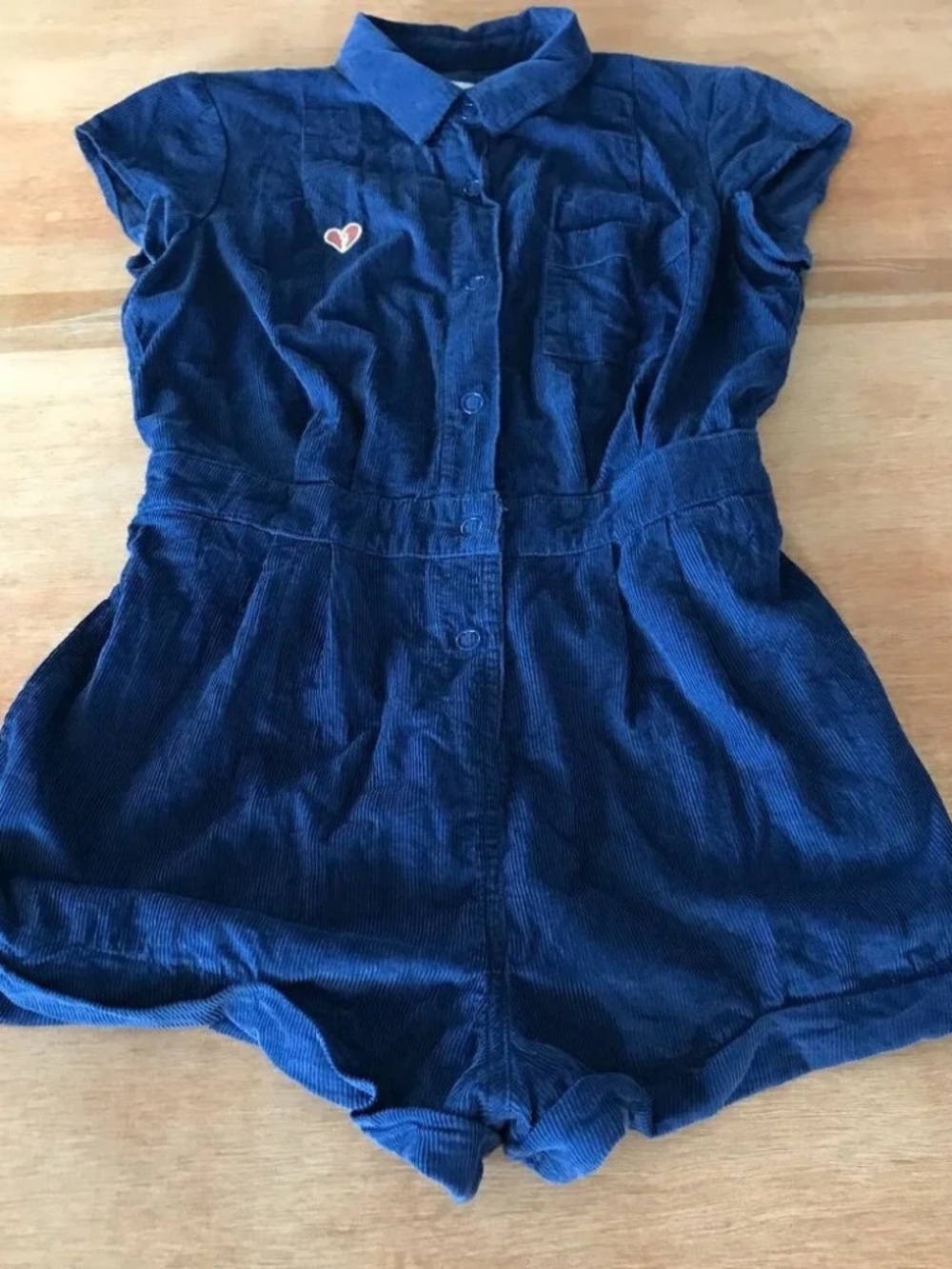 Urban Outfitters Size Medium M Blue Cord Romper Pockets Short Sleeve lot6463